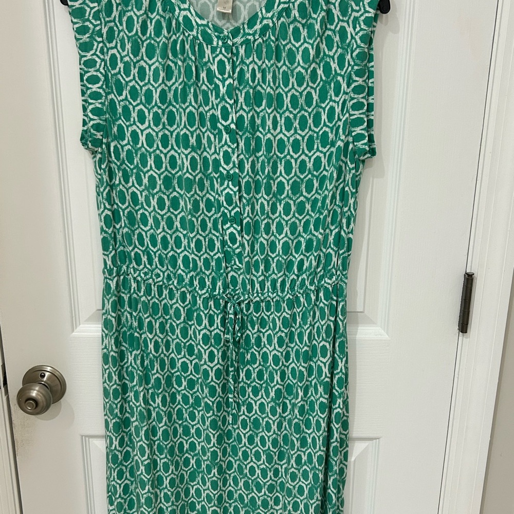 Loft short sleeve green dress